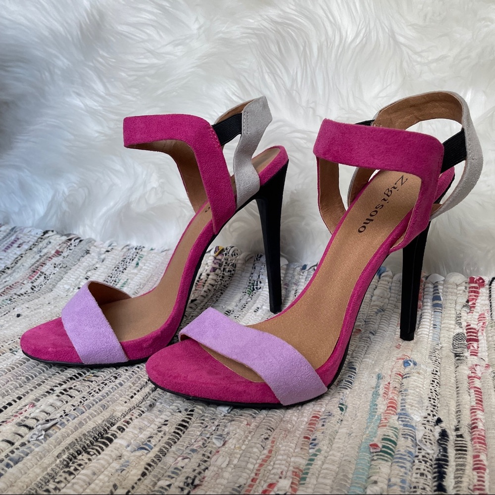 Pink Zigi Soho Suede Strappy Sandal Heels